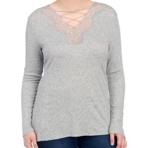 JESSICA SIMPSON Plus Size Lace Lattice Strap Tee